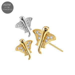 ASTM F-136 Titanium CZ Stingray Threadless Top | Universal 18G/16G Fit