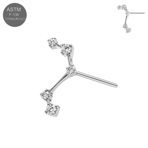ASTM F-136 Titanium CZ Celestial Threadless Top | Universal 18G/16G Fit