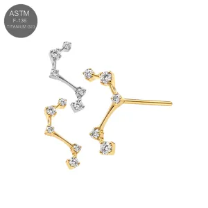ASTM F-136 Titanium CZ Celestial Threadless Top | Universal 18G/16G Fit
