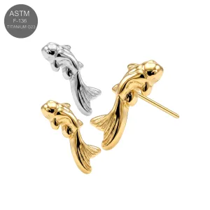 ASTM F-136 Titanium Fancy Koi Fish Threadless Top | Universal 18G/16G Fit