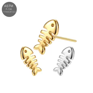 ASTM F-136 Titanium Fishbone Threadless Top | Universal 18G/16G Fit