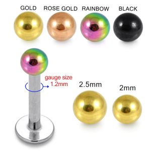 Labret Piercing with Anodized Top Ball 