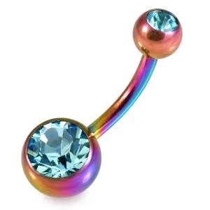 Anodized Double Jewleled Banana Belly Ring