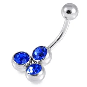 Tri Stone 316L Surgical Steel Belly Ring