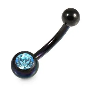 Single Stone Anodized Surgical Steel Belly Ring