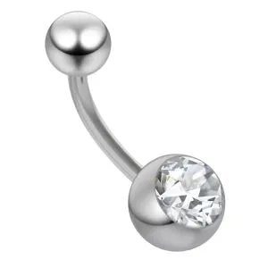 316L Surgical Steel Single Jeweled Belly Banana Ring