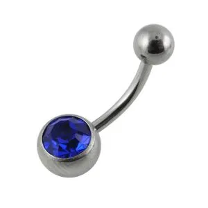 G23 Grade Titanium Single Jeweled Navel Belly Banana Ring