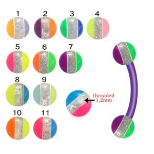 Bio Flex Eyebrow Banana With Centered glitter with colorful UV Balls