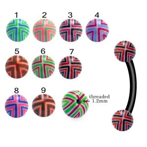 Bio Flex Eyebrow Banana With Hand Painted Multi Stripes UV Balls