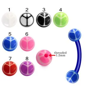 Bio Flex Eyebrow Banana With Hand Painted Peace Sign UV Balls
