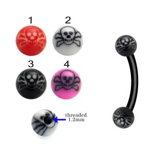 Bio Flex Eyebrow Banana With Hand Painted Skull Design UV Balls