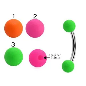 316L Surgical Steel Eyebrow Banana With Neon Color UV Balls