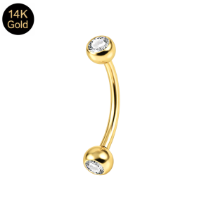 14K Yellow Gold Internally Threaded Curved Barbell | 16G
