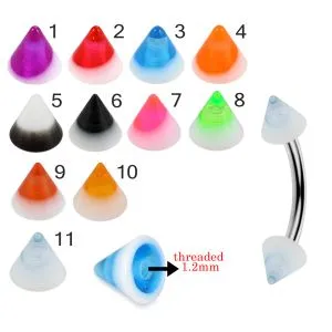 316L Surgical Steel Eyebrow Banana With Double color Fancy UV Cones