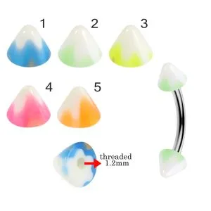 316L Surgical Steel Eyebrow Banana With Cream Design UV Cones