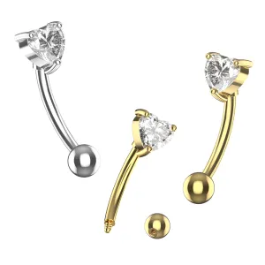 316L Surgical Steel Heart Shape Design Eyebrow Banana Ring