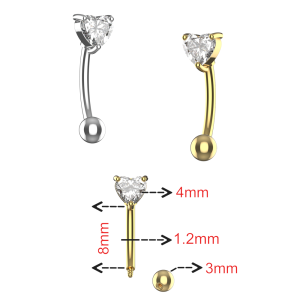 316L Surgical Steel Heart Shape Design Eyebrow Banana Ring