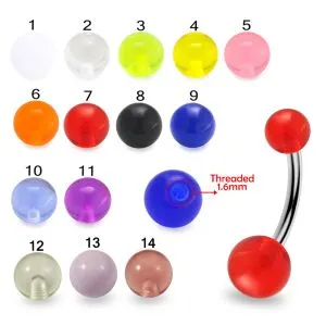 316L Surgical Steel Belly Banana with UV balls
