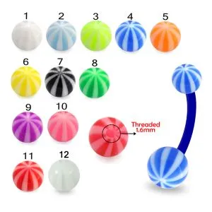 Acrylic UV Navel Banana Bar Ring With UV Ball