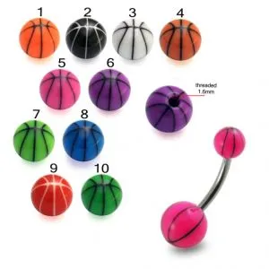 SS Belly Banana Bar Body Jewelry With UV Balls