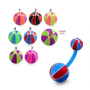 Bio Flex Banana Belly Bar With Mix Color Basketball Printed UV Balls