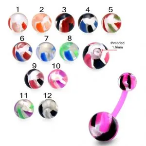 Bio Flexible Eyebrow Banana With UV Fancy Marble Balls