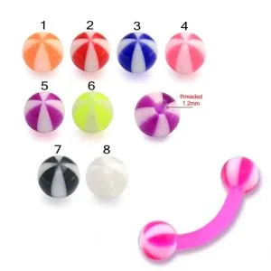 UV Eyebrow Banana Bar Ring with UV Beach Balls