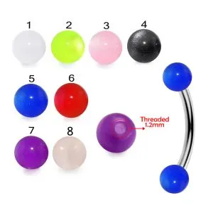 316L Surgical Steel  Eyebrow Banana With Pearl UV Balls