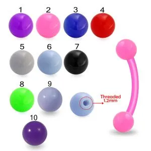 Bio Flex Eyebrow Banana With Hand Painted Plain UV Balls