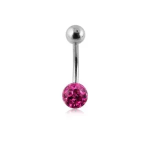 SS Eyebrow Banana Epoxy Crystal Stone Ball