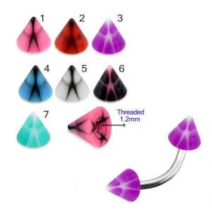 316L Surgical Steel Eyebrow Banana With  Fancy UV Colorful Blurred Alien Cone