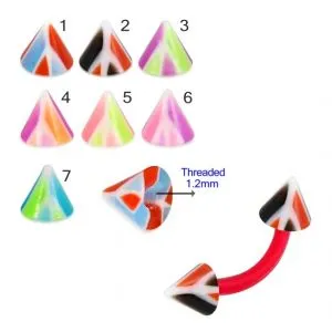 UV Bio Curved Eyebrow Banana With Colorful Multi Layer Triangles UV Cone