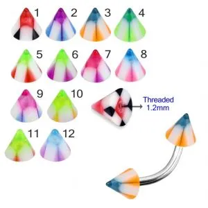 316L Surgical Steel Eyebrow Banana With Multi Color UV Cone