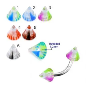 316 Surgical steel Banana With UV Fancy Colorful Marble Cone