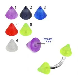 316 Surgical steel Banana With UV Fancy Colorful Transparent Cone