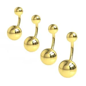 16G Gold Anodized Plain Ball Belly Banana