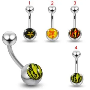 316L Surgical Steel Curved Belly Banana Bar With Mix Logo Jewelry