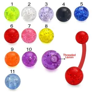 Bio Flex Banana Belly Bar With UV Glitter Balls