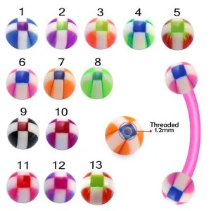 Bio Flex Eyebrow Banana With Stripe Checker UV Ball
