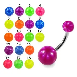 316L Surgical Steel Banana Belly Bar With Fancy Color UV Balls