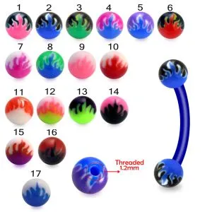 Bio Flex Eyebrow Banana With Fancy Flame Print UV Balls