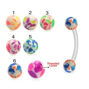 Bio Flex Eyebrow Banana With Multi Color Marble Design UV Ball