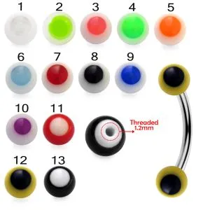 316L Surgical Steel Eyebrow Banana With Eyeball Design UV Ball