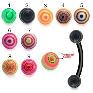 Bio Flex Eyebrow Banana With Marble Print Acrylic UV Balls