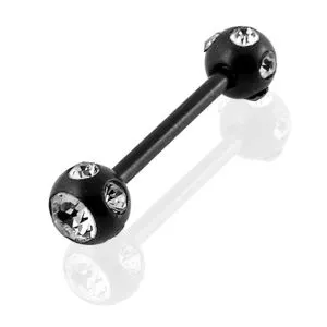 Tongue Barbell with Multi Stone Ball