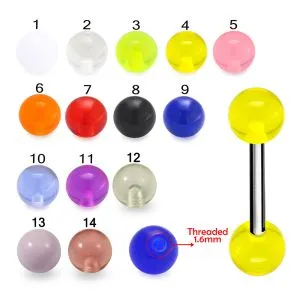 SS Tongue Barbell with UV Balls