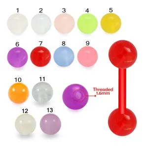 Tongue Barbells With UV Llight Reactive Acrylic Balls Body Jewelry