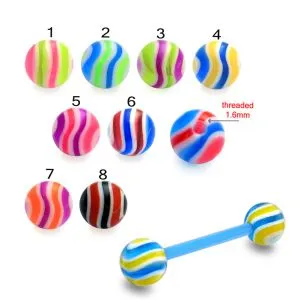 UV Tongue Barbell With UV Beach Balls