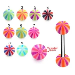 316L Surgical Steel Tongue Barbell With Assorted Candy UV Balls