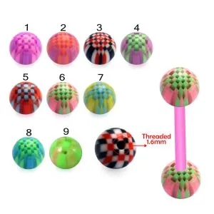 Blue UV Eyebroe Lip Barbell with Mix Color UV Balls